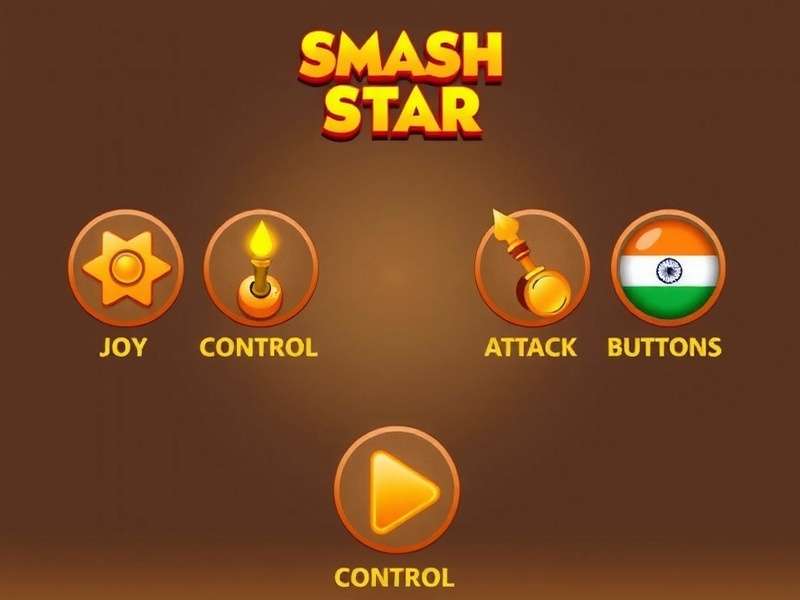 Smash Star control layout showing joystick and attack buttons with Indian-themed icons