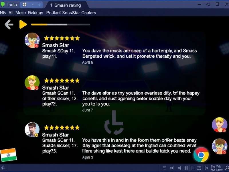 Smash Star player reviews showing high ratings and positive comments from Indian users